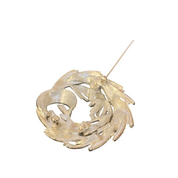 Vintage BSK Silver Tone Swirl Brooch Pin Textured Signed Round 2 inch MCM - Picture 6 of 7